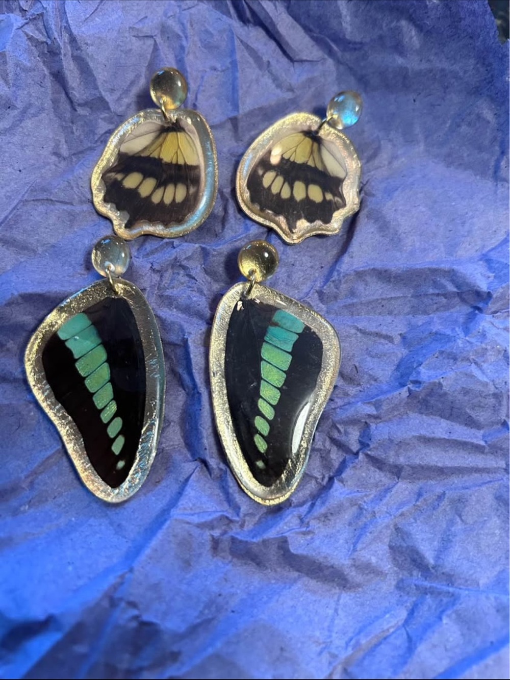 2 Sets Butterfly Wing Drop Earrings